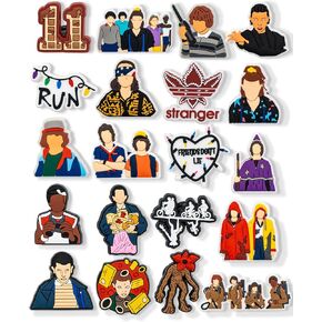 DOULANBLE Stranger Horror Things Movie Shoe Charms، 20 قطعة من زينة الأحذية البلاستيكية للمراهقين والرجال والنساء، دبابيس ذات طابع رعب غريب لأساور السداد أو ملحقات معصم لحفلات أعياد الميلاد وهدايا العطلات in Kuwait