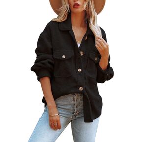 Nirovien Womens Oversized Fleece Jakcets Button Down Sherpa Shacket Fuzzy Coats Casual Warm Teddy Outwear with Pockets in Kuwait