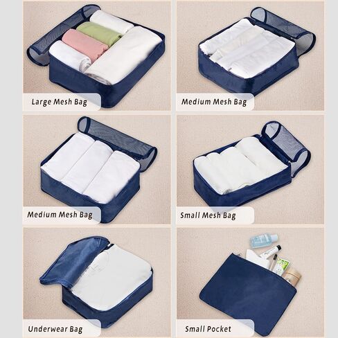 Vercord 7 Set Travel Packing Organizers Cubes Luggage Suitcase Organizer Bags Clothes Underwear Cube Shoe Pouch Pack Pink Leopard in Kuwait