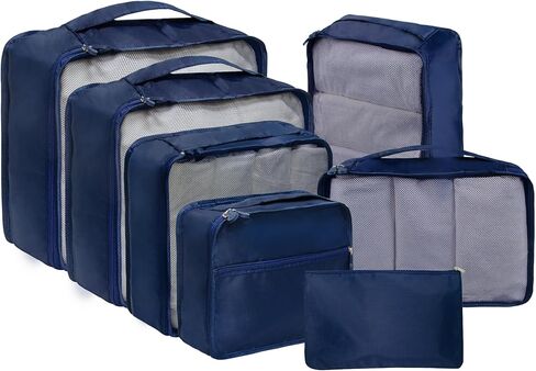 Vercord 7 Set Travel Packing Organizers Cubes Luggage Suitcase Organizer Bags Clothes Underwear Cube Shoe Pouch Pack Pink Leopard in Kuwait