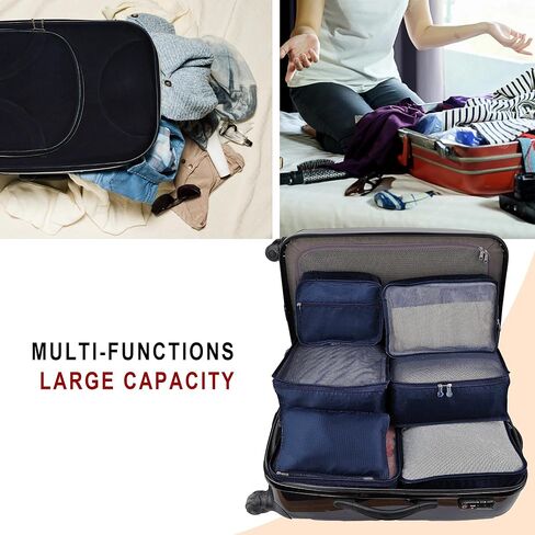 Vercord 7 Set Travel Packing Organizers Cubes Luggage Suitcase Organizer Bags Clothes Underwear Cube Shoe Pouch Pack Pink Leopard in Kuwait