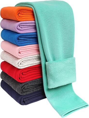Girls Winter Warm Leggings Kids Fleece Lined Thick Basic Full Pants for 3-11 Years in Kuwait