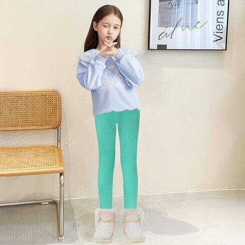 Girls Winter Warm Leggings Kids Fleece Lined Thick Basic Full Pants for 3-11 Years in Kuwait