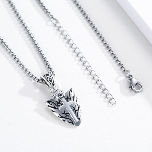 Men's Arrowhead Necklace Sterling Silver Arrowhead Pendant Arrowhead Cross Pendant Vintage Deep Oxide Arrowhead Pendant for Women Men's Jewelry Gift in Saudi Arabia