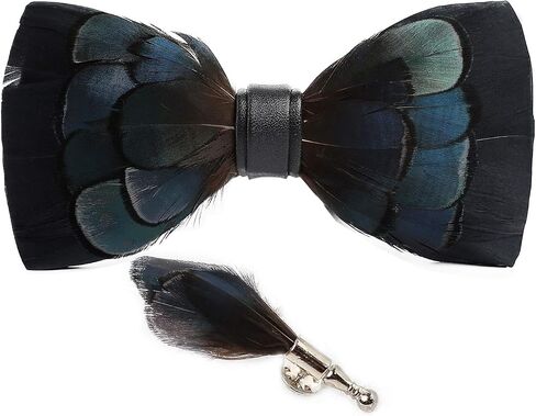 mumusung Handmade Peacock Feather Pre-tied Bow tie for Men in Saudi Arabia