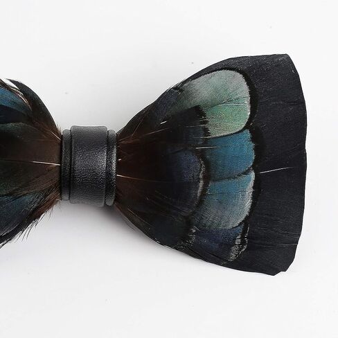 mumusung Handmade Peacock Feather Pre-tied Bow tie for Men in Saudi Arabia