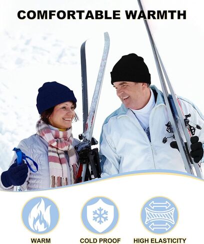 Jecery 72 Pcs Bulk Winter Beanies Hat Glove Sets Knitted Cap Beanie Bulk Winter Gloves Bulk Warmer Cold Weather Running Warm Skiing for Homeless Unisex Women and Men, Black and Navy Blue in Saudi Arabia