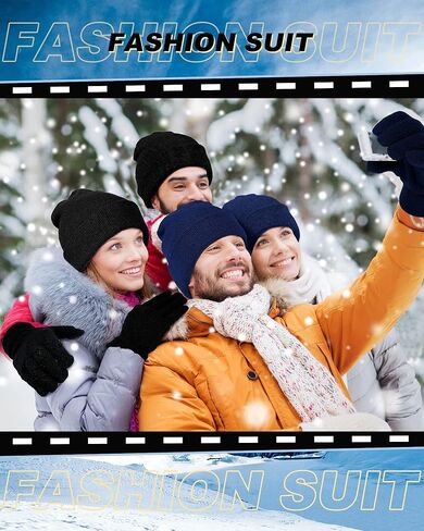 Jecery 72 Pcs Bulk Winter Beanies Hat Glove Sets Knitted Cap Beanie Bulk Winter Gloves Bulk Warmer Cold Weather Running Warm Skiing for Homeless Unisex Women and Men, Black and Navy Blue in Saudi Arabia