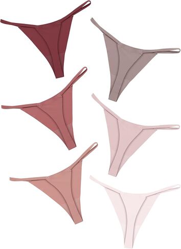 DEANGELMON G-string Thongs النساء سراويل لا تظهر ثونغ سلس الملابس الداخلية منخفضة الارتفاع مريحة ستوكات تجريب حزمة (6P3، XL) in Kuwait