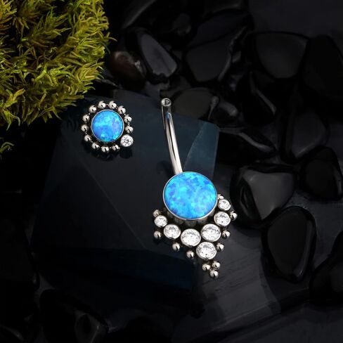COCHARM G23 الصلبة التيتانيوم زر البطن خواتم للنساء الحافة العنقودية 14G Implat-الصف هيبوالرجينيك السرة خواتم لطيف 14G حلقات البطن in Kuwait