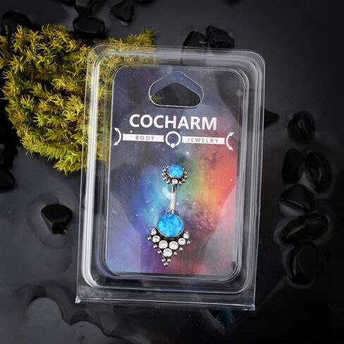 COCHARM G23 الصلبة التيتانيوم زر البطن خواتم للنساء الحافة العنقودية 14G Implat-الصف هيبوالرجينيك السرة خواتم لطيف 14G حلقات البطن in Kuwait