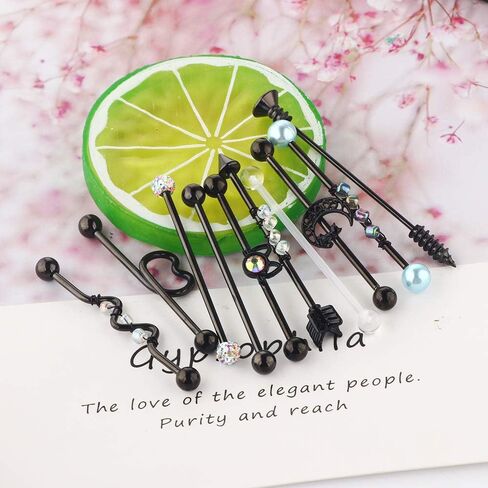 Suotarn 8-17 قطعة 38 مللي متر الفولاذ المقاوم للصدأ 14 جرام الحديد الصناعي الأذن الغضروف اللولب محارة ثقب بار 1 1/2 بوصة in Kuwait