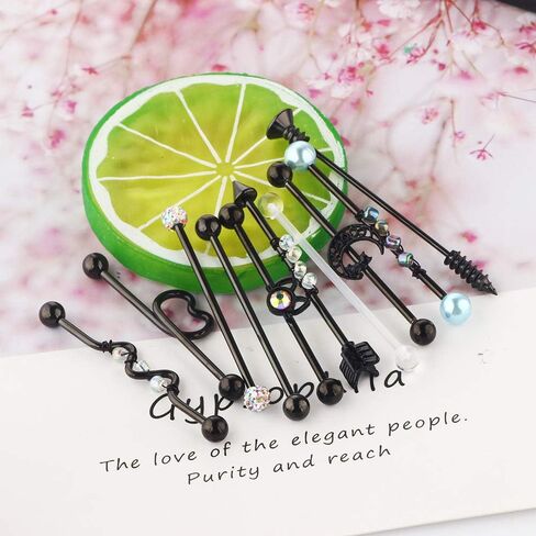 Suotarn 8-17 قطعة 38 مللي متر الفولاذ المقاوم للصدأ 14 جرام الحديد الصناعي الأذن الغضروف اللولب محارة ثقب بار 1 1/2 بوصة in Kuwait