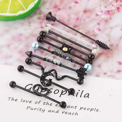 Suotarn 8-17 قطعة 38 مللي متر الفولاذ المقاوم للصدأ 14 جرام الحديد الصناعي الأذن الغضروف اللولب محارة ثقب بار 1 1/2 بوصة in Kuwait