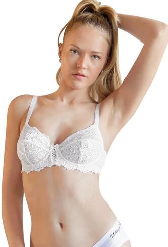 Wingslove Women's Sexy Lace Bra Non Padded Underwire Unlined Bra Full Coverage Plus Size Lace Bralette in Kuwait