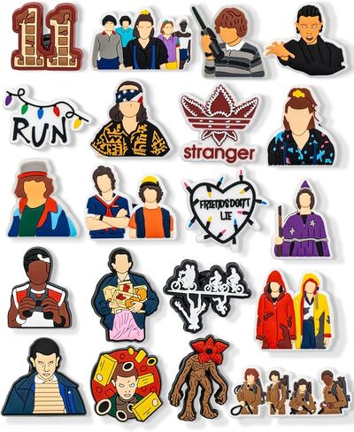 DOULANBLE Stranger Horror Things Movie Shoe Charms، 20 قطعة من زينة الأحذية البلاستيكية للمراهقين والرجال والنساء، دبابيس ذات طابع رعب غريب لأساور السداد أو ملحقات معصم لحفلات أعياد الميلاد وهدايا العطلات in Kuwait
