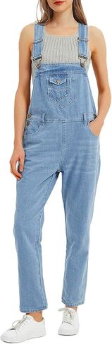 Anna-Kaci Womens Loose Denim Overalls Pants Fashion Bib Jeans Jumpsuits for Women in Kuwait