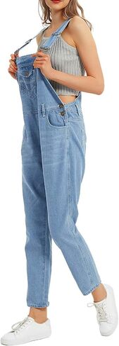 Anna-Kaci Womens Loose Denim Overalls Pants Fashion Bib Jeans Jumpsuits for Women in Kuwait