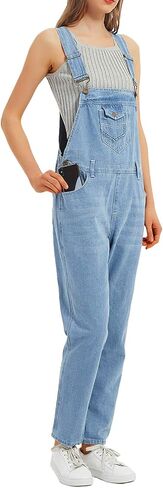 Anna-Kaci Womens Loose Denim Overalls Pants Fashion Bib Jeans Jumpsuits for Women in Kuwait