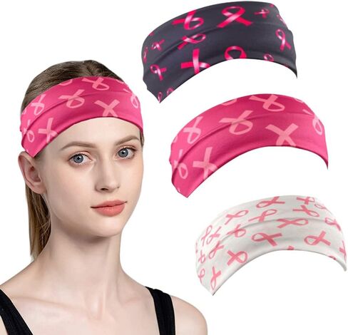 عصابة رأس للنساء لسرطان الثدي من سرطان الثدي للتوعية بسرطان الثدي إكسسوارات الشعر مرونة واسعة شريط وردي عصابة رأس الفتيات ممرضة الرياضة سبا اليوغا تجريب in Kuwait