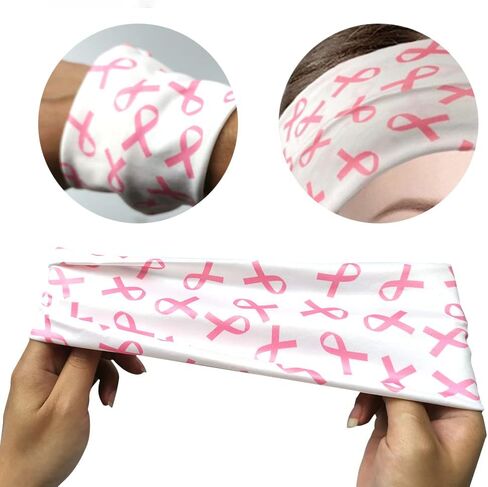 عصابة رأس للنساء لسرطان الثدي من سرطان الثدي للتوعية بسرطان الثدي إكسسوارات الشعر مرونة واسعة شريط وردي عصابة رأس الفتيات ممرضة الرياضة سبا اليوغا تجريب in Kuwait