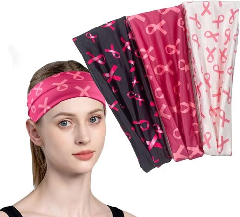 عصابة رأس للنساء لسرطان الثدي من سرطان الثدي للتوعية بسرطان الثدي إكسسوارات الشعر مرونة واسعة شريط وردي عصابة رأس الفتيات ممرضة الرياضة سبا اليوغا تجريب in Kuwait