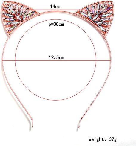 Shehamdy Crystal Cat Ears Headband Metal Ears Hair Band Bachelorette Party Kitten Play Cosplay Halloween Costume Women Gifts in Saudi Arabia