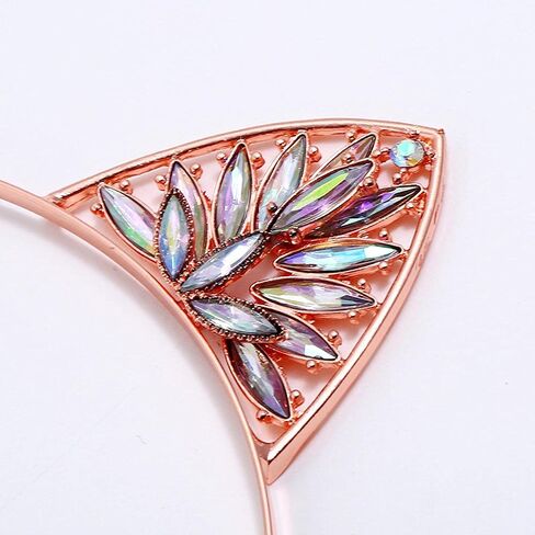 Shehamdy Crystal Cat Ears Headband Metal Ears Hair Band Bachelorette Party Kitten Play Cosplay Halloween Costume Women Gifts in Saudi Arabia