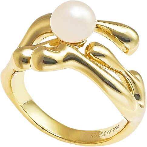 YADTAW丨18K Gold Plated Pearl Ring丨Pearl Ring丨Rings for Women丨Gold Rings丨The Best Gift for Anniversaries and Birthdays in Kuwait