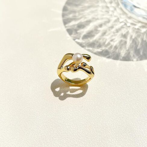YADTAW丨18K Gold Plated Pearl Ring丨Pearl Ring丨Rings for Women丨Gold Rings丨The Best Gift for Anniversaries and Birthdays in Kuwait