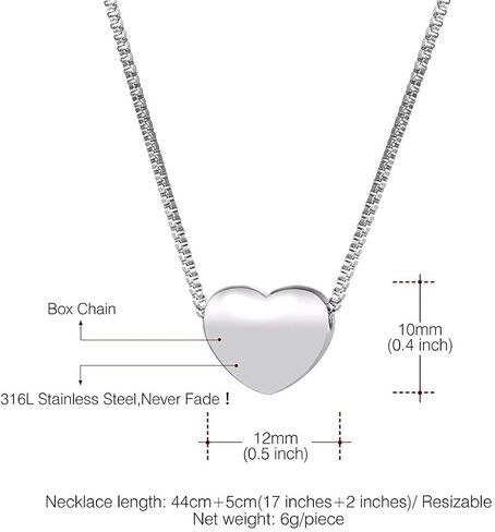 U7 Tiny Heart Necklace for Women, Stainless Steel 18K Gold/Black/Rose Gold Plated Link Chain Dainty Love Hearts Pendant Necklaces in Kuwait