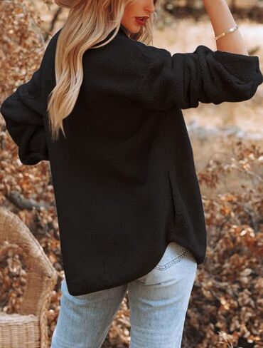 Nirovien Womens Oversized Fleece Jakcets Button Down Sherpa Shacket Fuzzy Coats Casual Warm Teddy Outwear with Pockets in Kuwait