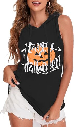 قمصان Roshop النسائية ذات القلنسوة بنمط مخيف بدون أكمام للهالوين in Kuwait