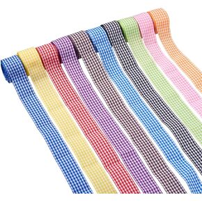 Craftdady 10 Rolls Gingham Ribbon 1/4" Buffalo Plaid Checked Polyester Ribbon for DIY Crafts Hair Bows Floral Arrangement Holiday Decoration, 10.9 Yards/Roll