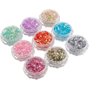 9 Box Crushed Glass Irregular Crushed Crystal Chips Sprinkles Crushed Mirror Glass for Crafts Painting Nail Arts DIY Craft Vase Filler Epoxy Resin Mold Jewelry Making Decoration in Kuwait