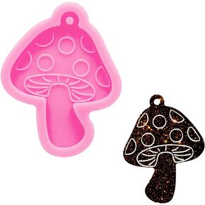33Pcs Epoxy Resin Molds Kit - 3Pcs Mushroom Silicone Resin Molds, with Keychain and Jump Ring for DIY Pendant Craft, Silicone Molds for Epoxy Resin Casting Molds with Hole, Polymer Clay Mold