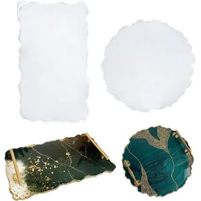 قالب صينية XL ، 14 "قوالب صينية سيليكون مستطيلة غير منتظمة و 10" صينية جيود دائرية سيليكون من الراتنج لصنع الحرف الراتينج ، ديكور منزلي in Kuwait