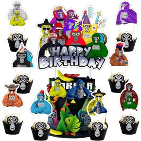 25pcs Gorilla Tag Cake Decorations with 24pcs Cupcake Toppers, 1pcs Cake Topper for Gorilla Tag Birthday Party Supplies in Saudi Arabia