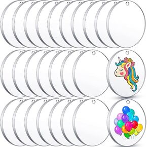 Queekay 100 Pcs 3 Inch Round Acrylic Keychain Blanks Bulk Acrylic Round Ornament Christmas Gift Clear Circle Blanks with Hole for Vinyl DIY Keychain Craft Project Painting in Kuwait