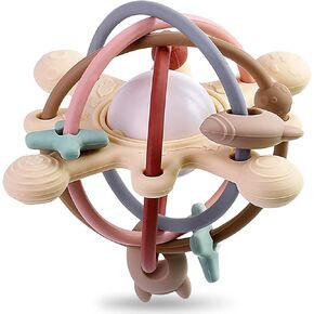 Baby Montessori Sensory Teething Toys - Toddler Activities Toy -Teether Ring Developmental Rattles - Tummy Time Gifts for 0 3 6 7 8 9 10 12 18 Month Infant Travel Toys Age 1 One Year Old Boys Girls in Kuwait