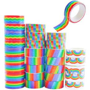 Exasinine 30 Rolls Decorative Rainbow Washi Masking Tapes for Scrapbooking, 0.6 Inches x 3 Yards in Kuwait