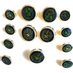 Gold Crown Eagle Green Buttons Sets for Coats and Suits 13pc. in Saudi Arabia