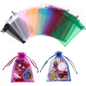 GANKEIC 50PCS 4X6 Inch Organza Gift Bags Wedding Favor Sheer Mesh Bag with Drawstring for Packaging Party Christmas