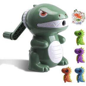 homicozy Dinosaur Pencil Sharpener for Kids, Manual Pencil Sharpener for Colored Pencils, Cute Pencil Sharpener with Erasers and Stickers for School Supplies, Classroom, Stationery for Kids Gift in Kuwait
