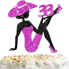 Sitting Girl Cake Topper Picks for Girl Lady 22nd Birthday Makeup Spa Theme Party Decoration Supplies 22 Silhouette High Heeled Girl Cake Decor Purple Glitter in Saudi Arabia