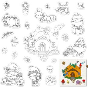 Thanksgiving Turkey Clear Stamps for Card Making Decoration DIY Scrapbooking, Thankful Word Fall Transparent Rubber Seal Stamps for Photo Card Album Crafting Supplies.