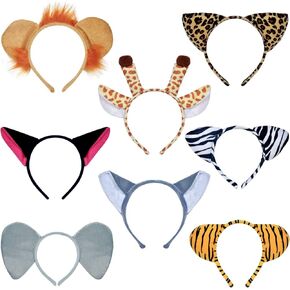8 عصابات رأس حيوانات في الغابة سفاري حديقة حيوانات حيوانات حيوانات حيوانات حيوانات من القطيفة وأساور رأس كرتونية من القطيفة وإكسسوارات الشعر على شكل فيل وجرافات وحمار وحشي النمر والأسد على شكل نمر ثعلب ليوبارد in Kuwait