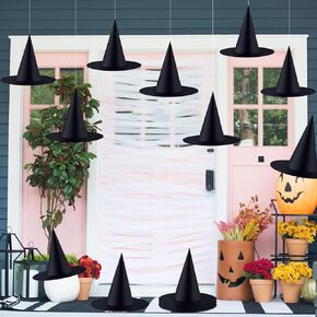 Halatool Halloween Witch Hats, Black Hanging Witch Hats Outdoor, Kids Witch Hat for Halloween Party Decoration