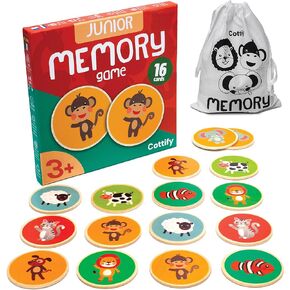Montessori-Inspired Wooden Matching Game for Toddlers 2-4 Years - Things that Go - Durable, Scratch-Resistant 36 Card Set, Includes Carry Bag - Memory Game for Toddlers 2-4 Years - Means of Transport