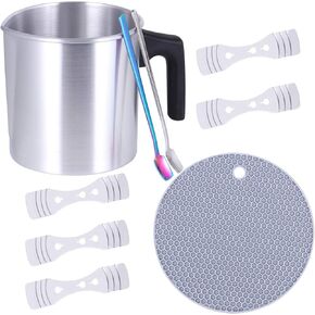 وعاء ذوبان الشموع، TOKSEO 2 رطل مجموعات صنع الشموع DIY، إبريق صب من الألومنيوم لصنع الشموع، وعاء ذوبان الشمع مع مقبض مقاوم للحرارة وفوهة صب in Kuwait